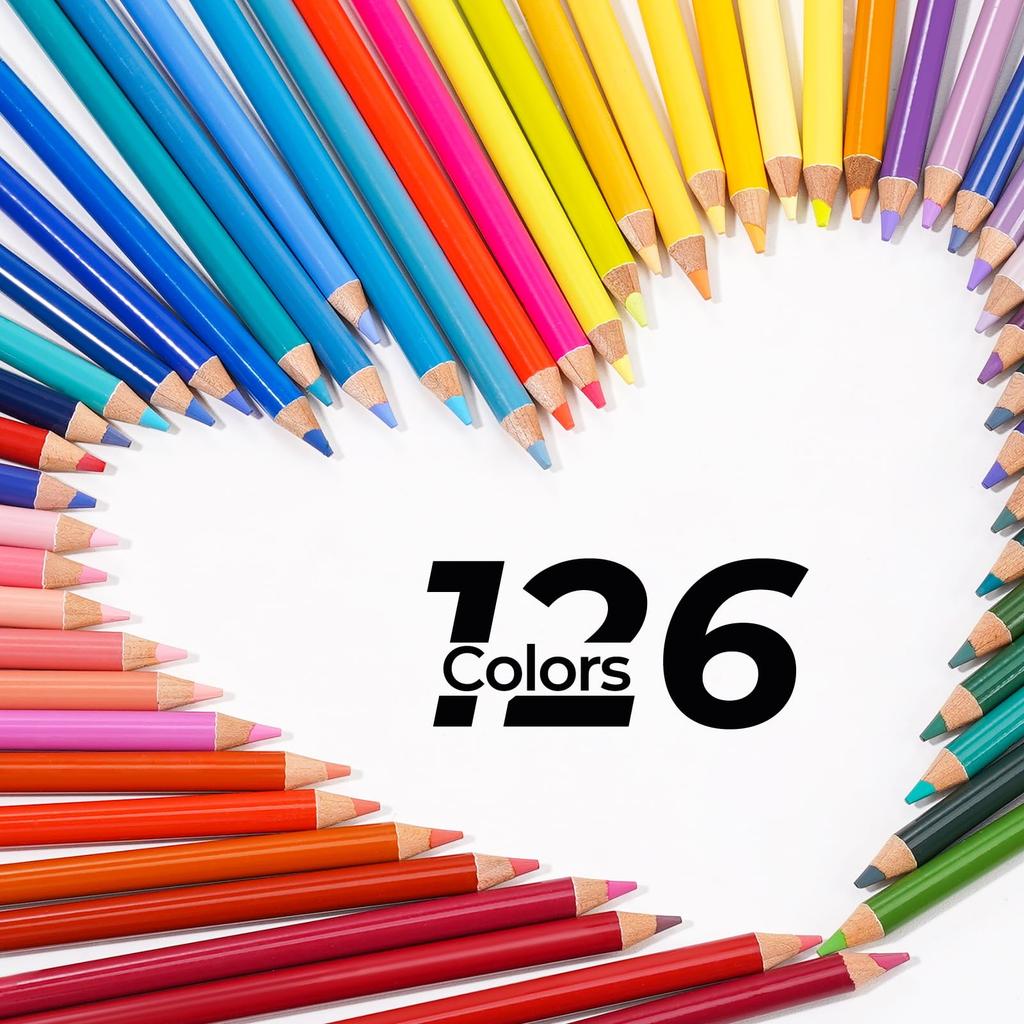 Arrtx Professional Colored Pencil 126 Colored Pencils for and Vibrant Colors for and Beginners Display Box Set, Soft-Core Drawing, Blending, Shading,