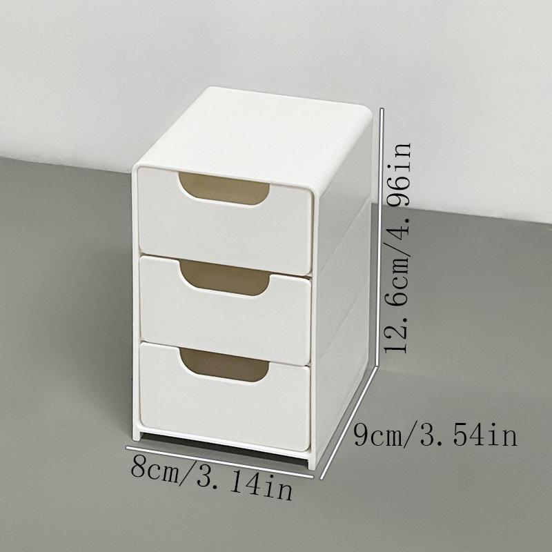 1 Three Drawer Desktop Storage Box - Office Supplies, Jewelry, And Cosmetics Storage Artifact - Portable Partitioned Storage Box