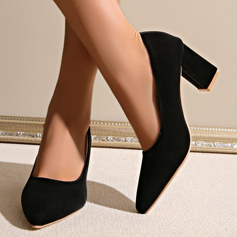 Large Size High Heels Women's Autumn New Temperament Work Commute Comfort Pointed Thick Heel Work Shoes