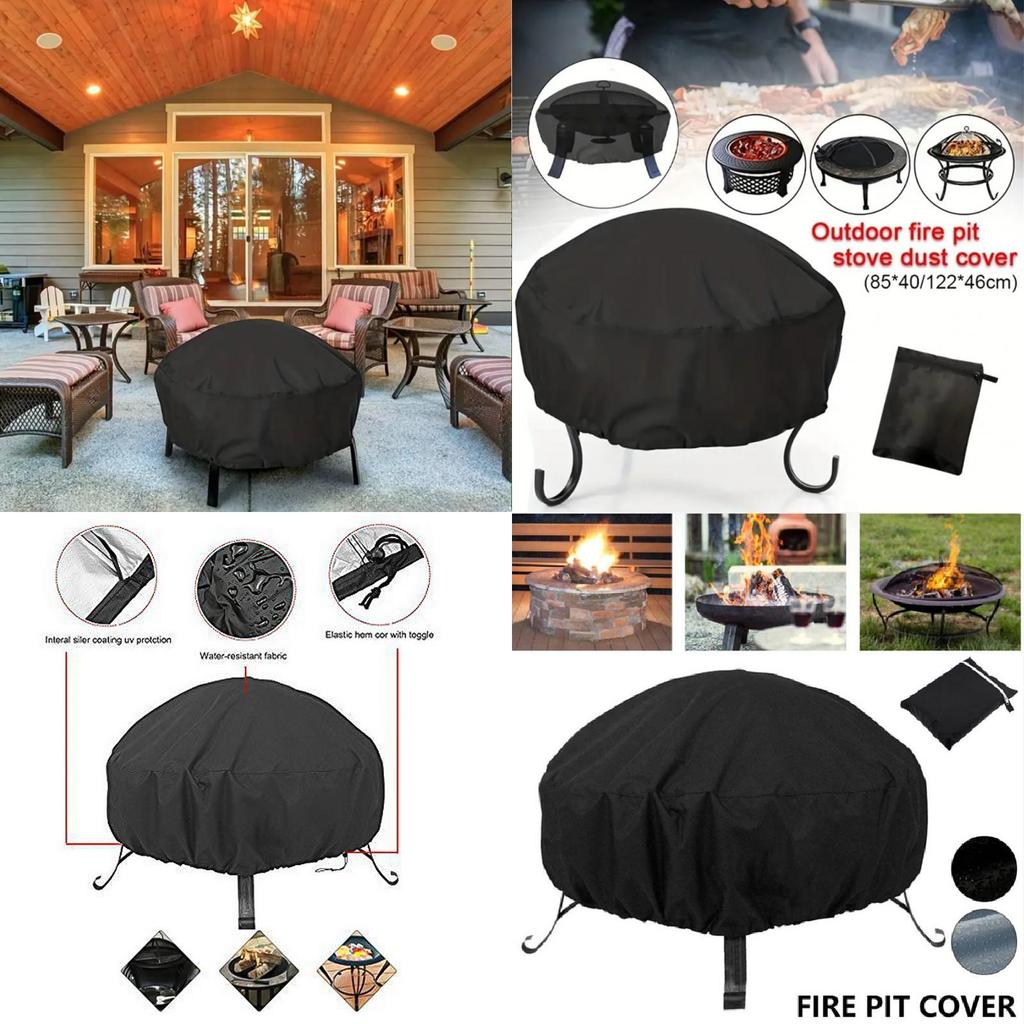 Premium Oxford Fabric Round Fire Pit Cover Weatherproof Dustproof Uv Resistant