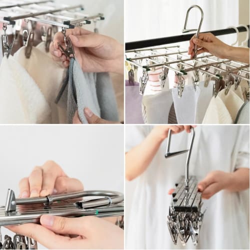 Jian Stainless Steel Folding Clothes Hangers, 35-Piece Set, Extendable and Foldable, for Indoor Use
