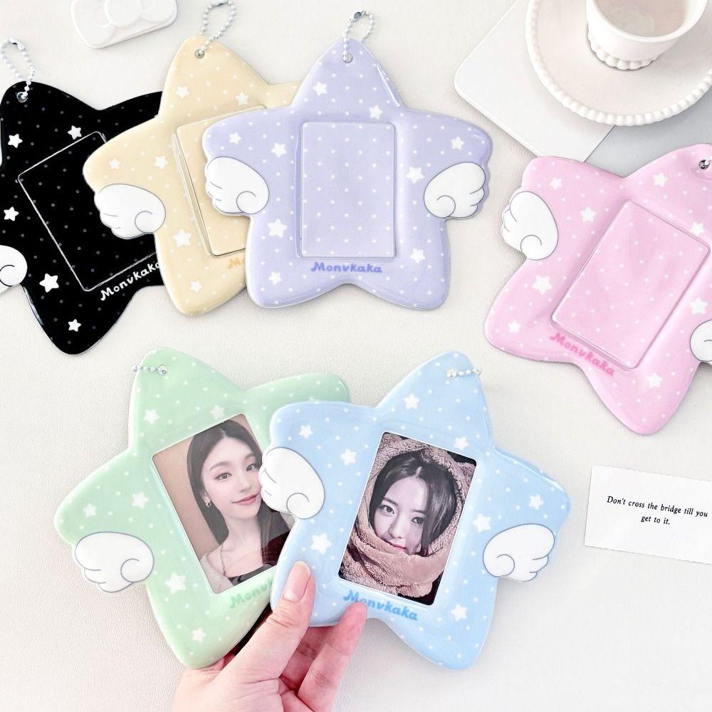 PVC 3 Inch Card Holder With Keychain Plus Size Photocard Holder Kpop Idol Card Display Idol Photo Holder Collection Display