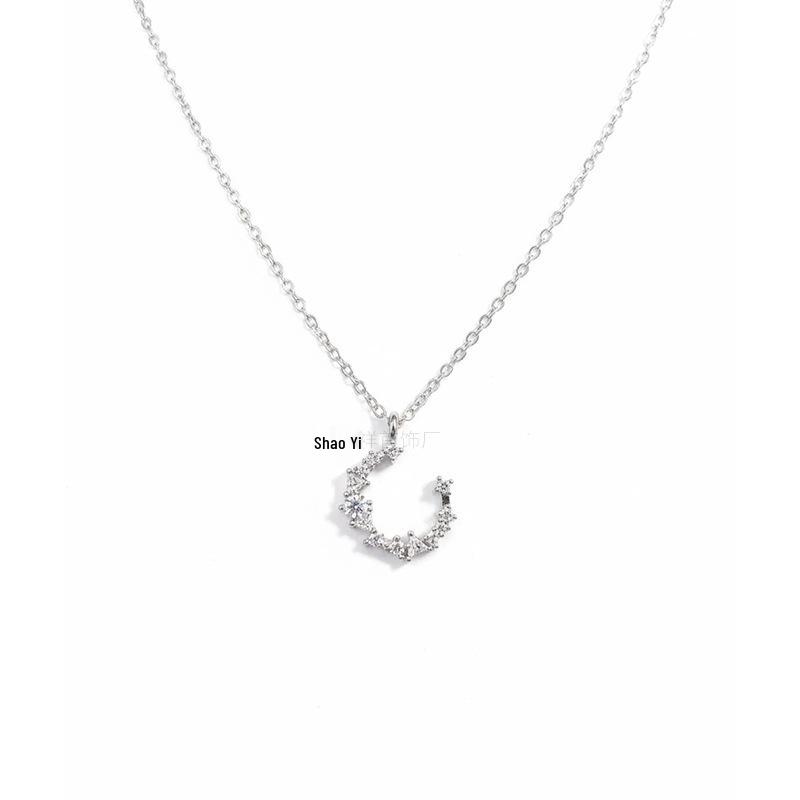 Crescent Moon Pendant Necklace: Women's Luxury Sweater Chain and Clavicle Choker Jewelry