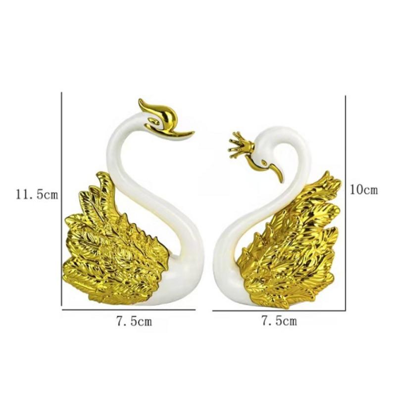 2 Pezzi Scultura Cigno d'Amore Ornamento, Mini Bambola Decorazione Torta Nuziale, Statua Regalo per Casa Auto
