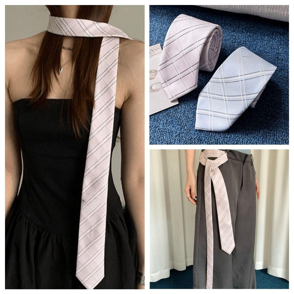 Sweet Cloth Striped Tie Pink Korean Style Shirt Tie Decoration Scarf College Style Belt Accessories Uniform Suit