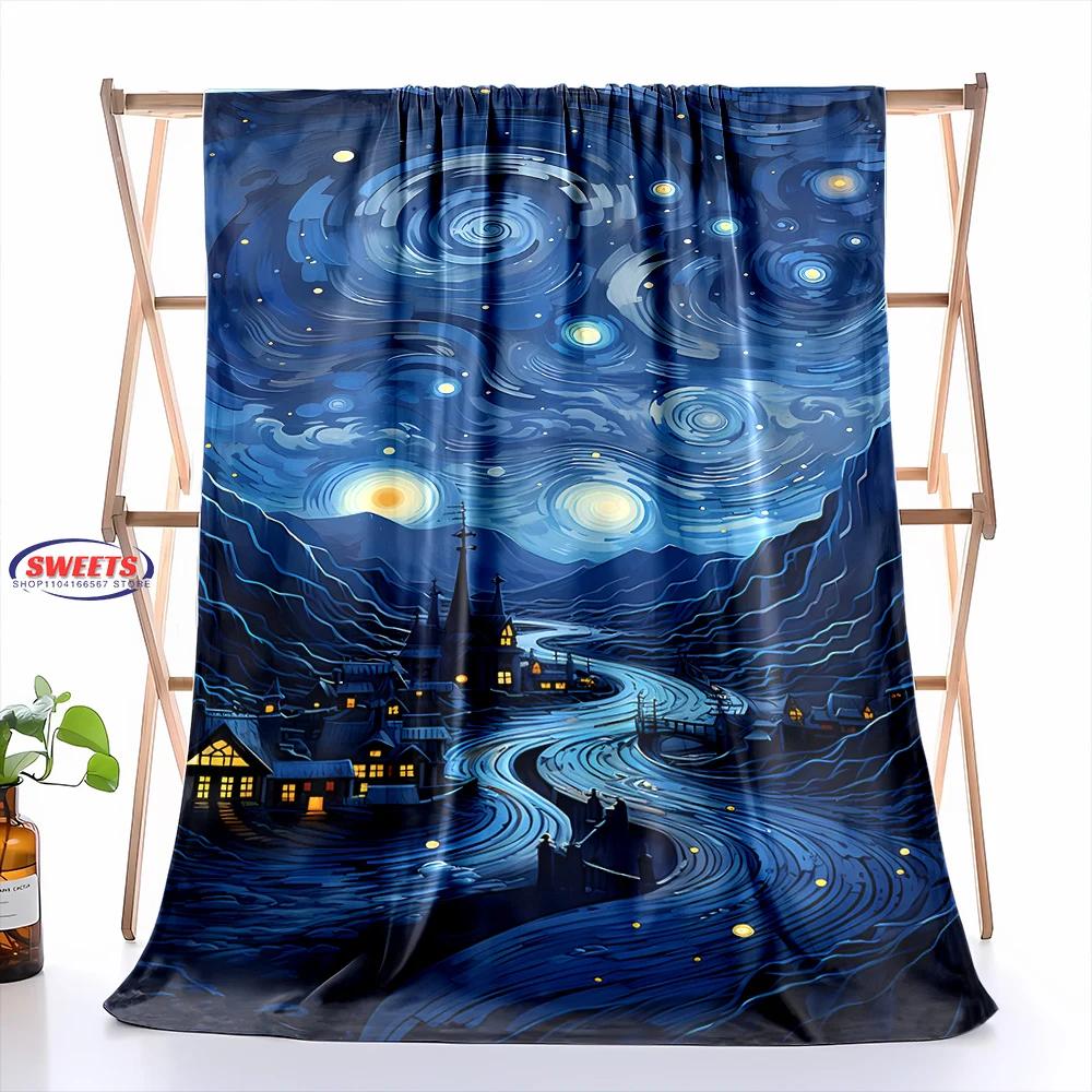 Comfortable and Soft Starry Sky Theme Blanket, Add Beauty To The Home, All Seasons, Home Office Can Be Used, Nap Camping Blanket