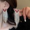 European and American Silver Needle Zircon Fringed Earrings Light Luxury High-end Atmospheric Earrings Niche Earrings Women