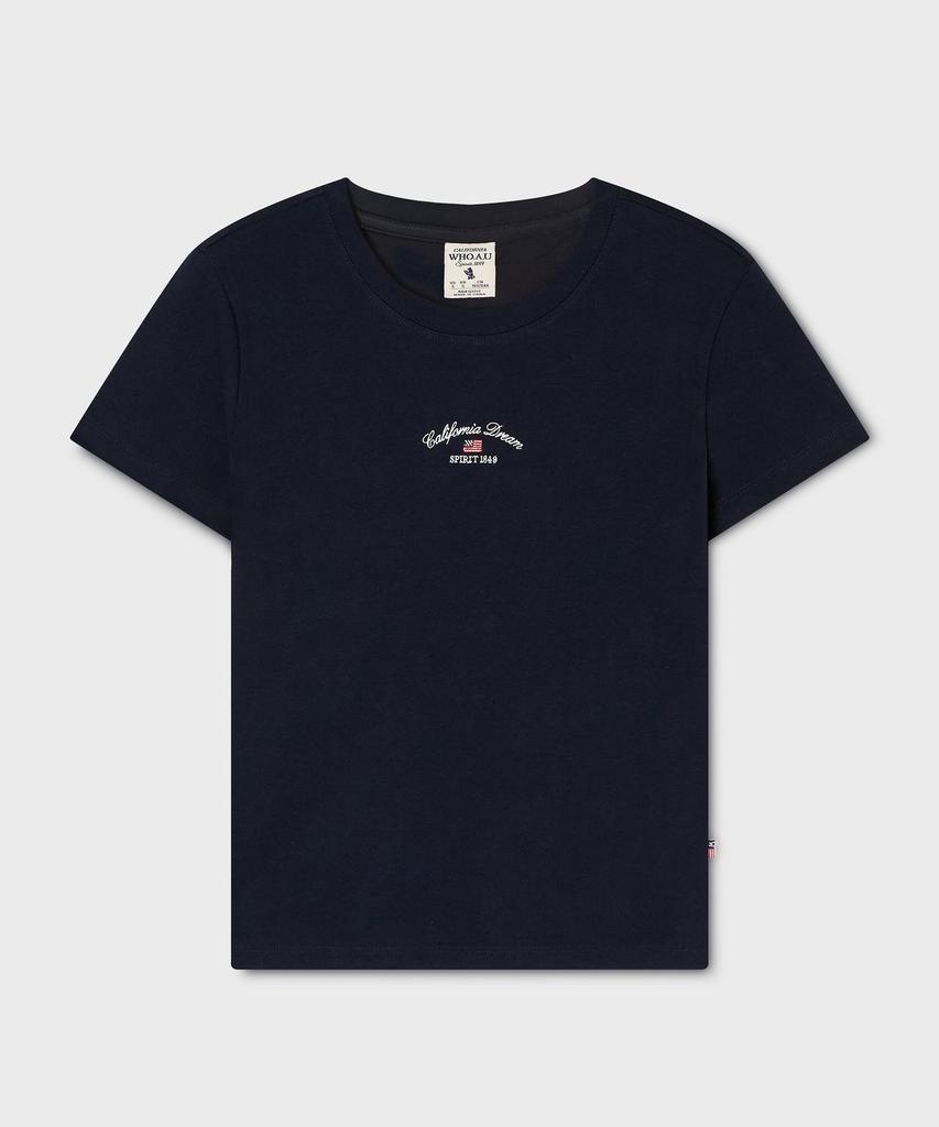 WHO.A.U Usa Embroidery Small Logo T-Shirt / Whrag2441F