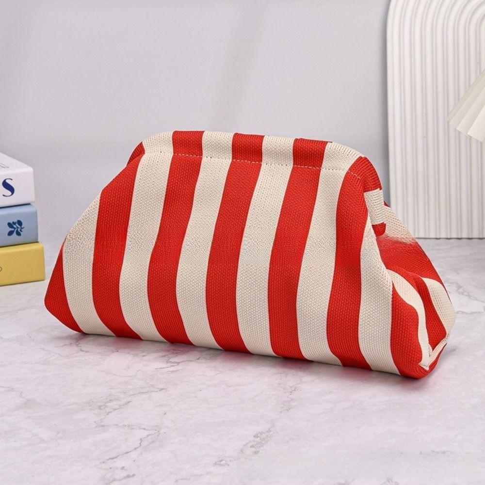 Portable Spring Closure Open Top Colorful Striped Cosmetic Bag Large Capacity Multi-purpose Makeup Pouch Toiletry Bag Gifts