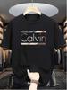 Summer 100% Pure Cotton Fashionable Sports Casual Loose Calvin Letter Printed Round Neck Short Sleeved T-shirt topCOD