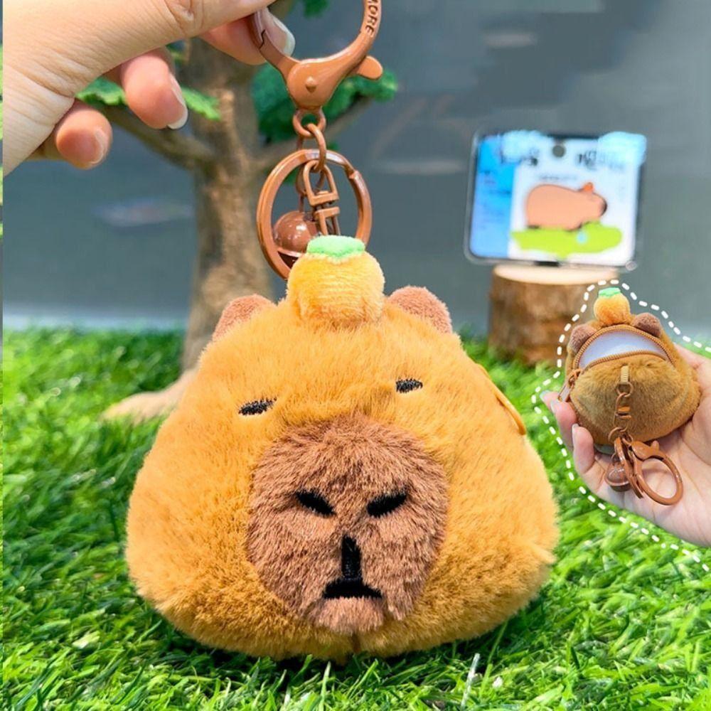Simulation Capybara Capybara Plush Keyring Cloth Doll Capybara Plushie Keychain  Birthday Gift