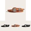 Ethnic Style Solid Color Oval Metal Buckle Decoration Suede Women Casual Belt For Retro Style