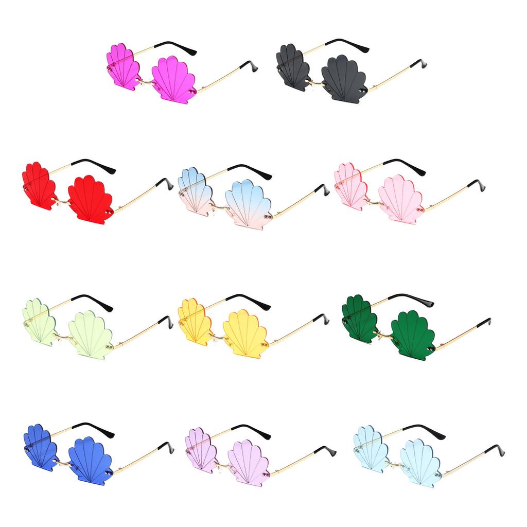 Popular Rimless Shell Sunglasses for Parties and Music Festivals with Bright Color Great for Fashionable Women Wear