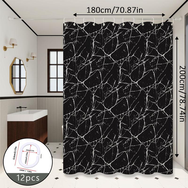 Nordic Style Light Luxury Black Marble Texture Bathroom Partition Curtain, Shower Curtain, Adding a High-End Charm to the Bathroom