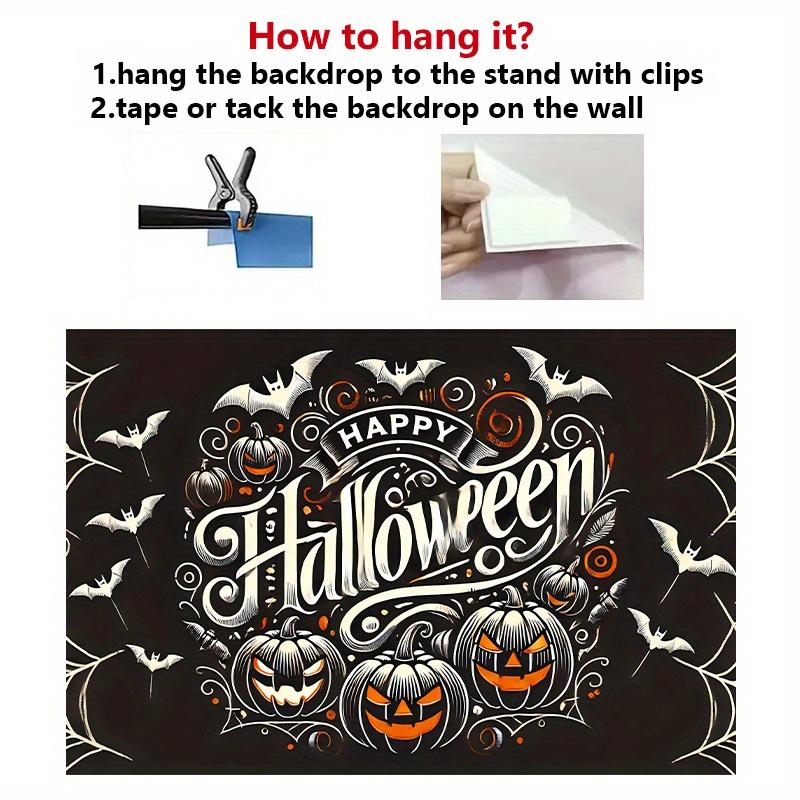 One 2D Flat Banner Background Banner, Happy Halloween Blessing Polyester Fabric Wall Covering