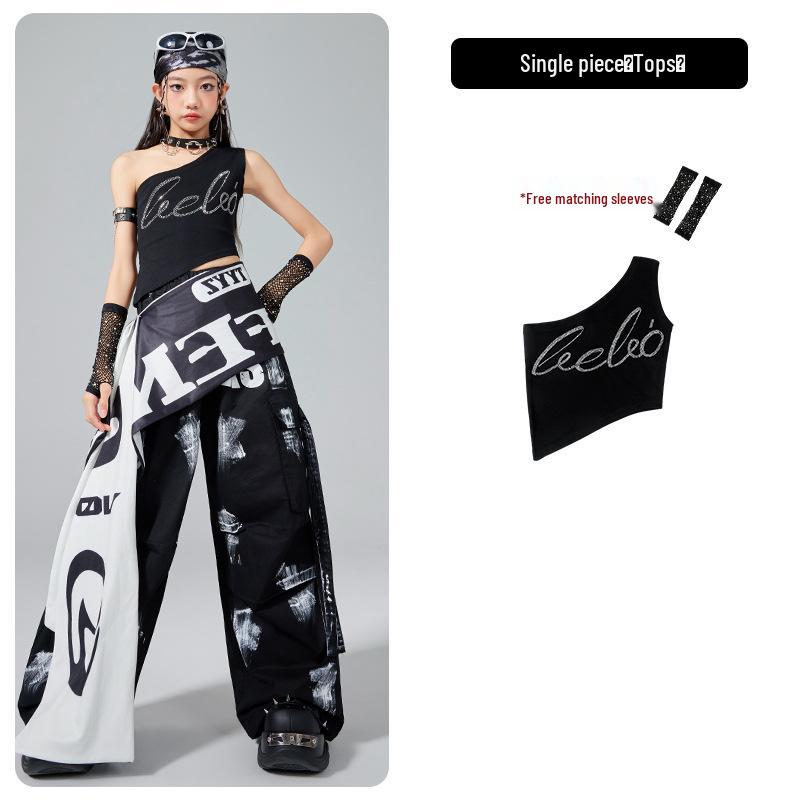 

Дівчачий костюм для джазу та хіп-хопу - Модний літній вуличний одяг для учнів початкової школи 140 cm