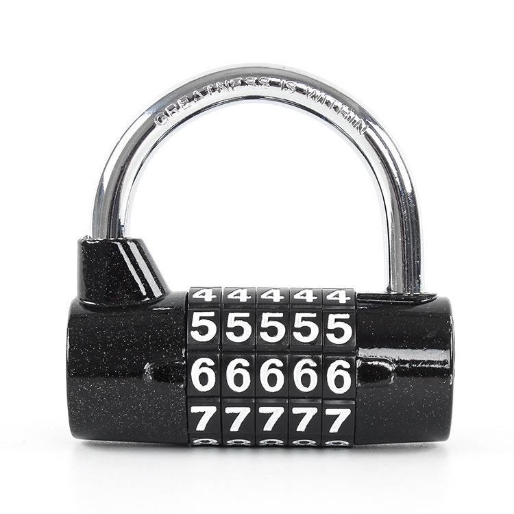 Reinforced Zinc Alloy U-Shaped Gym Padlock with Five-Digit Combination
