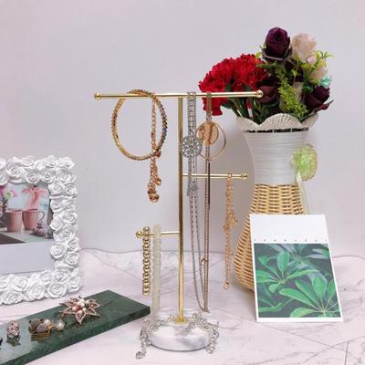 Jewelry Necklace Hanging Organizer Earrings Display Rack Pendant Bracelets Stand Solid Marble Base