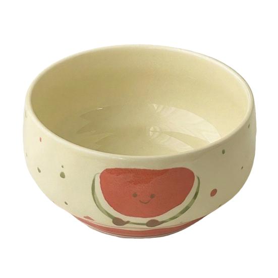 Ceramic Rice Bowl Hand-Painted Bread Fruit Pattern Serving Bowl Microwave Dishwasher Safe Kitchenware for Soup Rice Oatmeal A