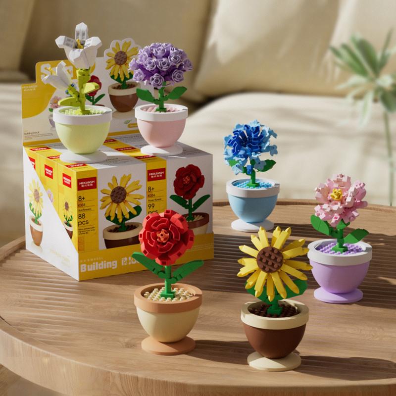 Bildungs Bausteine Strauß Topfpflanzen Spielzeug Kleine Teilchen Blumen zusammenbauen Ornamente Simulation Kinder Mädchen