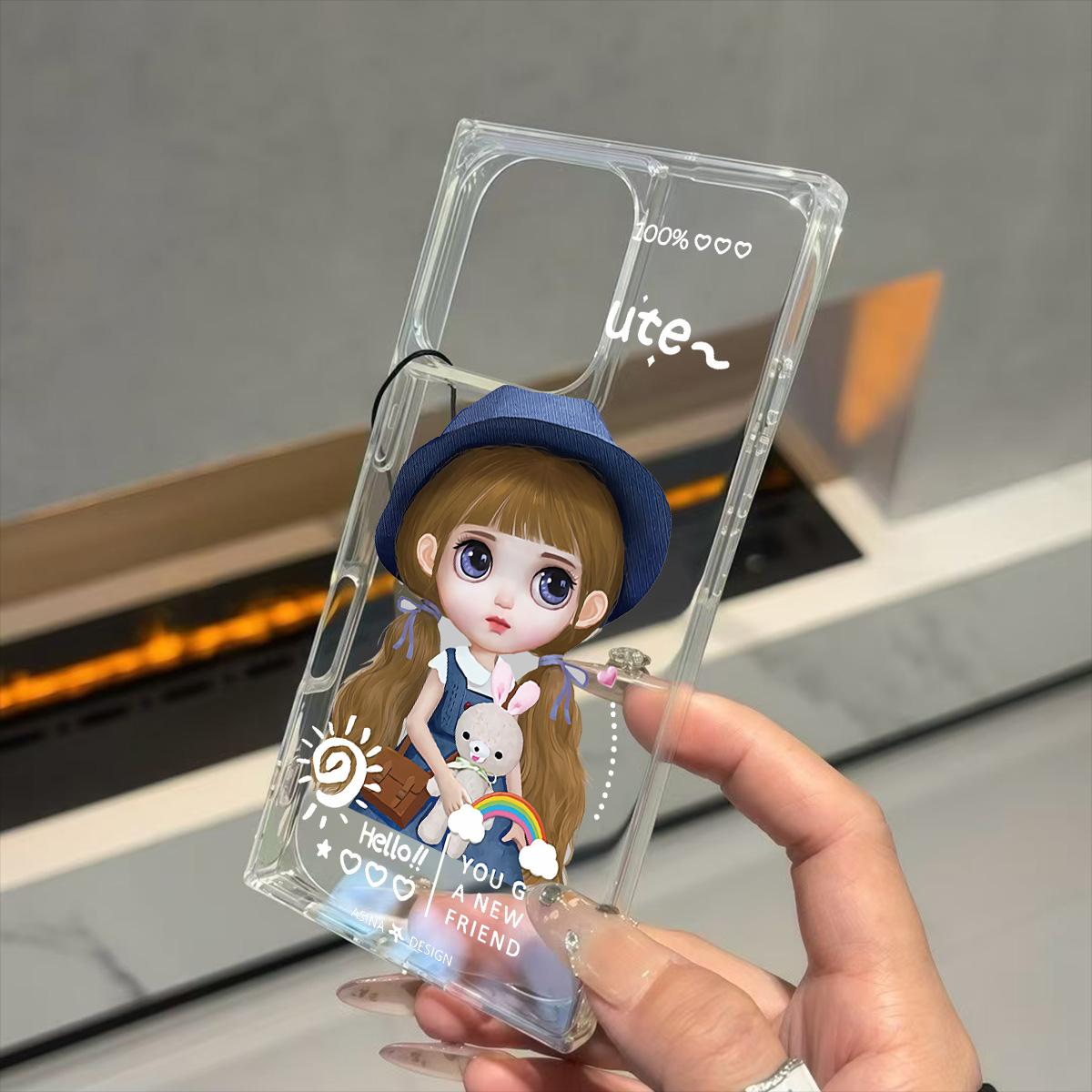 

Clear Square Back Tube Case Protection For iPhone 11 16 ProMax 15 Plus 14 Pro Max 13 12 Anti-Oxygen,Pretty Little Girl Pattern Casing iphone 11 ProMax