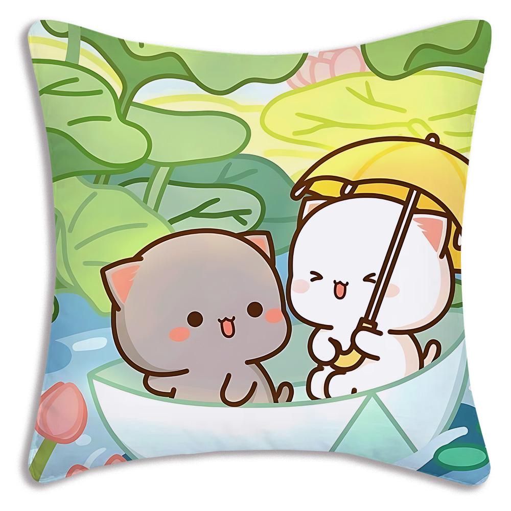 Cute PeachS And G-GomaS Pillow Covers Cartoon Sofa Decorative Home Double-sided Printing Short Plush Cute Cushion Cover