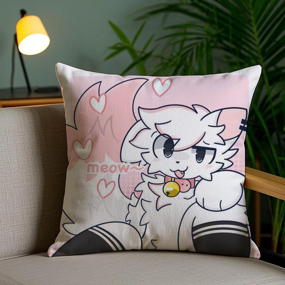 B-Boykisser Silly Cat Cute Cushion Cover Soft Short Plush Double-Sided Printing Home Decor Machine Washable Pillow Case Gift