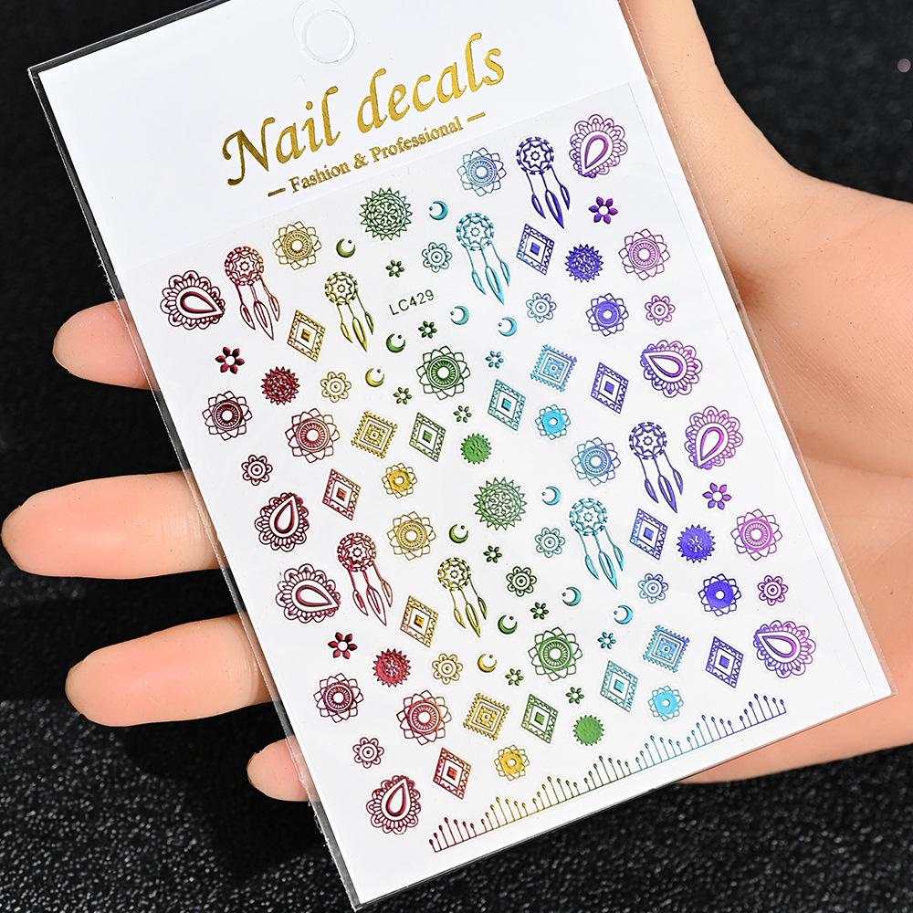 Best-Selling Japanese Aesthetic Laser Silver Heart Nail Stickers - Plant-Inspired Nail Art