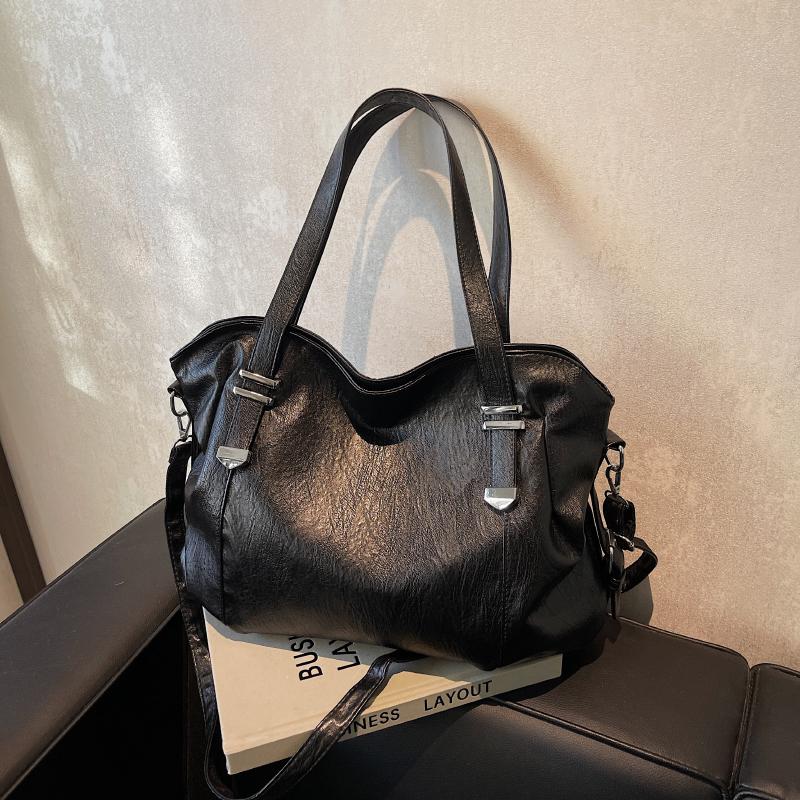 Large Capacity Shoulder Bags for Women Large Shopper Bag Solid Color Soft Leather Crossbody Handbag Ladies Retro Travel Tote Sac