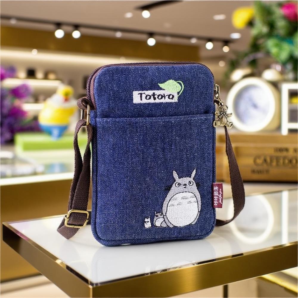 Джинсовая вышитая маленькая сумка-кроссбоди для телефона