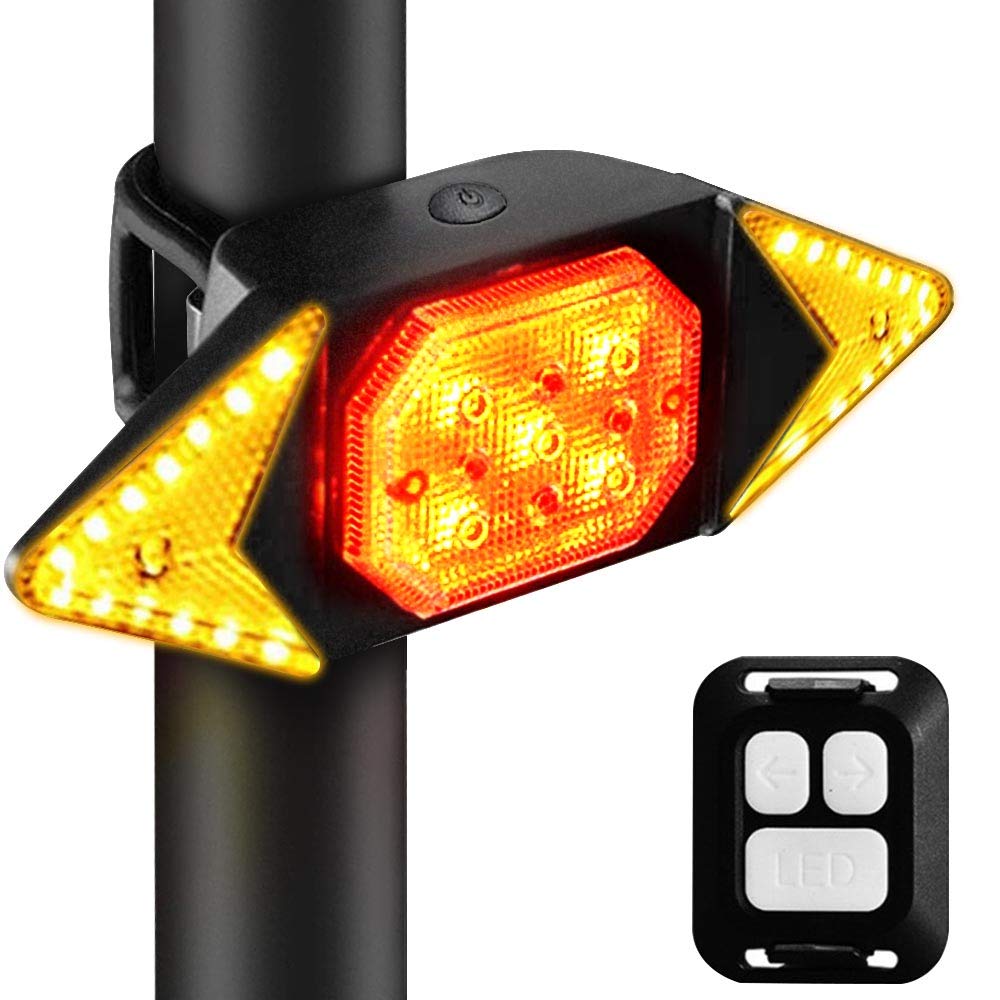 Ewolee Bicycle Tail LED Bike Turn Signal USB Rear Bicycle Turn Signal with Remote Control Light, Light, Wireless, Waterproof, Rechargeable, Light,