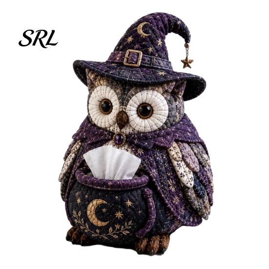 Patchwork Craft Kit DIY Tissue Box Cover Kit, Owl Shape, Soft Textures Woodland Animal Decor Sewing Handmade for Handicraft Enthusiast Beginners
