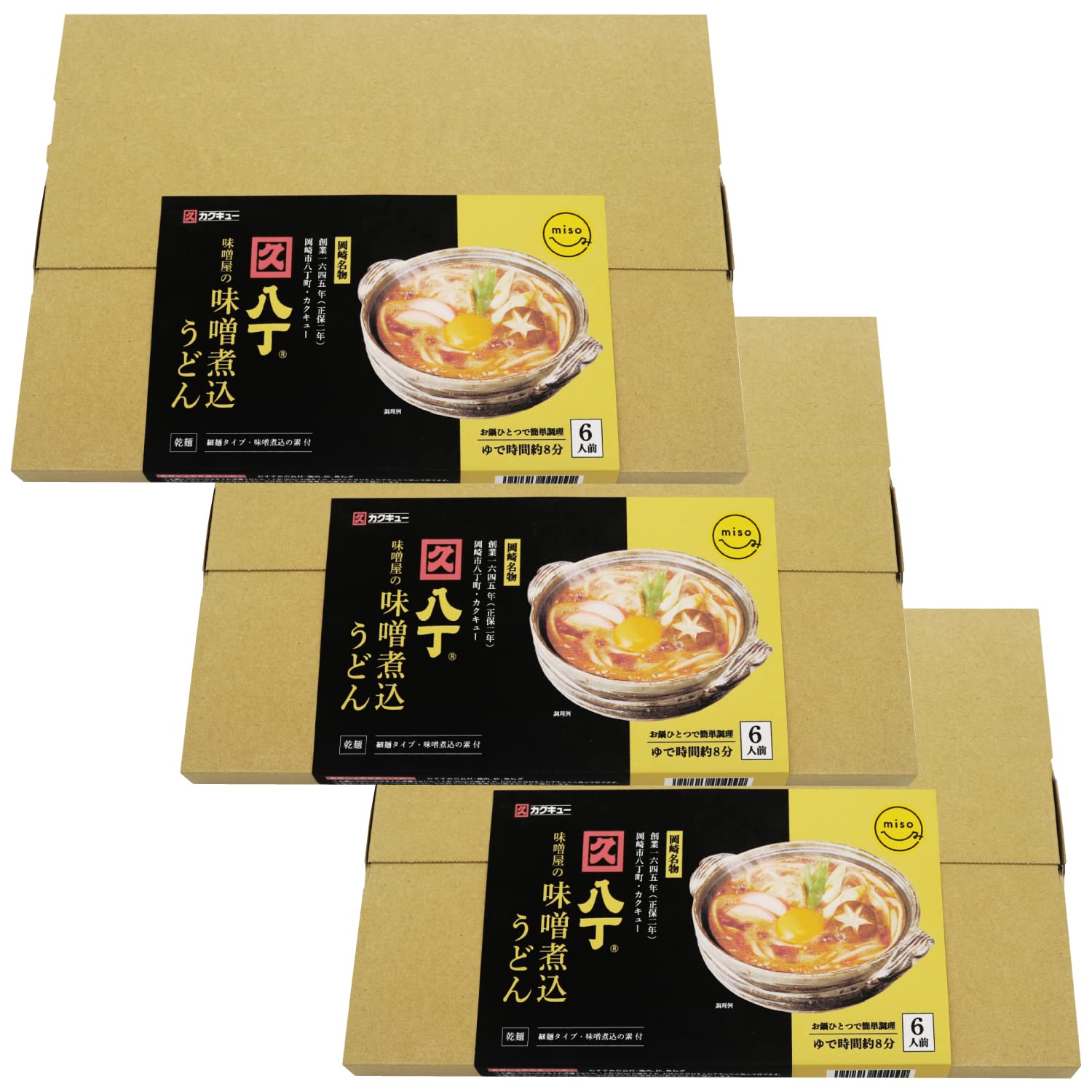

Hatcho Miso Brewery Kakukyu Original Okazaki Specialty Miso, тушёный набор из 6 сухих лапш [эксклюзивно на Amazon] Удон, проверенный временем, порции, 3,