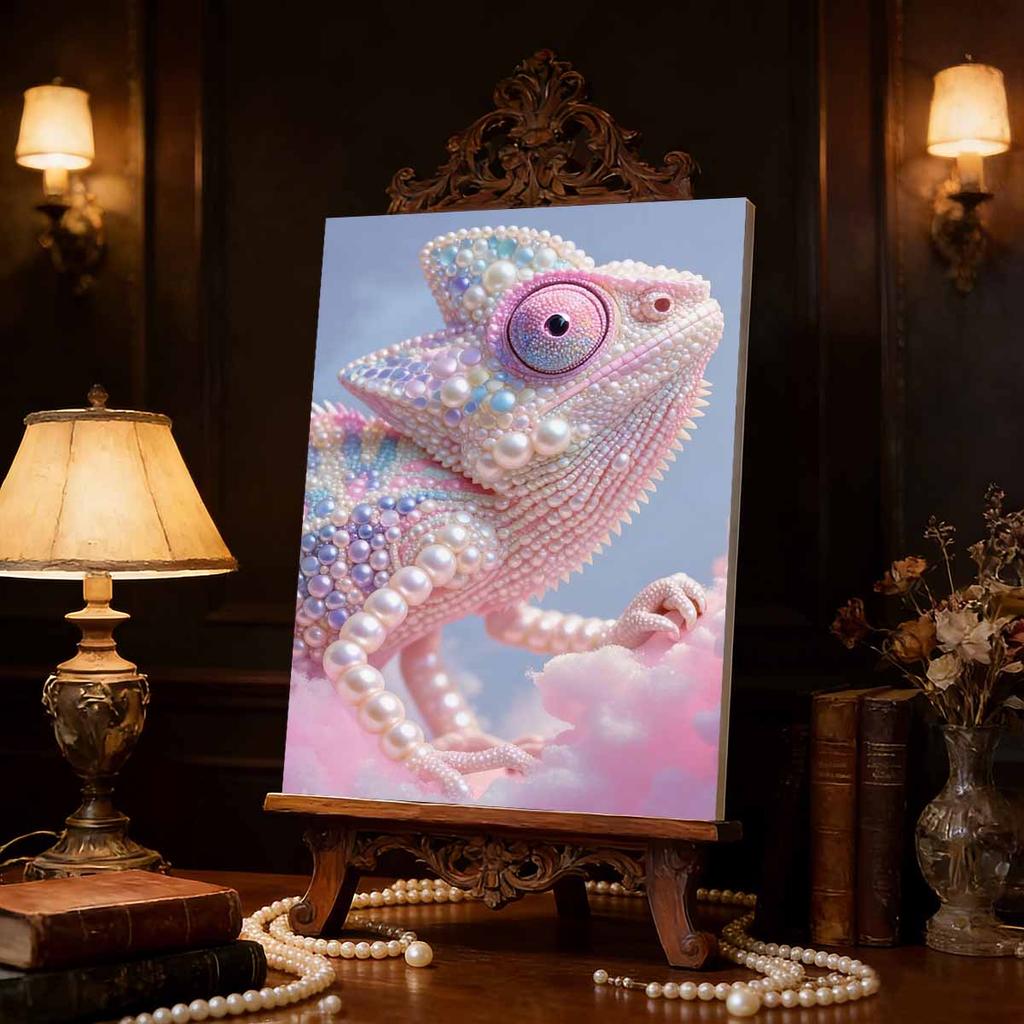 DIY Diamond Art Pearl Painting Kit for Adults,  Lizard Special Shaped Pearl Art Painting Wall for Home Office Decor Handmade Gift