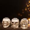 Halloween Skull Candle Holders Gothic Style Desktop Skull Candlestick Decor Ghost Skull Candlestick for Haunted House Props