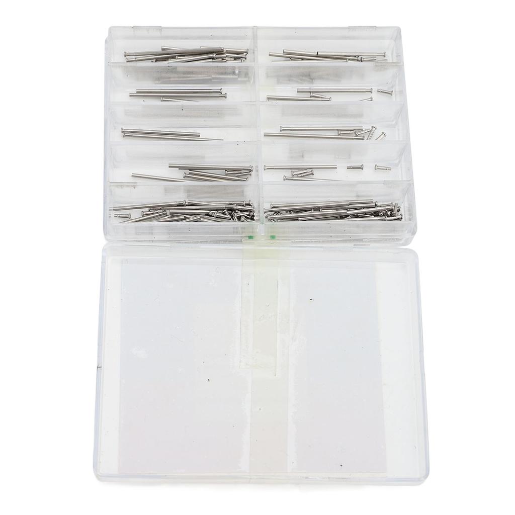 100 Sets Stainless Steel Watch Pins Friction Strap Pressure Bars with Rivet Ends Watch Repair Tools Size 12mm To 26mm