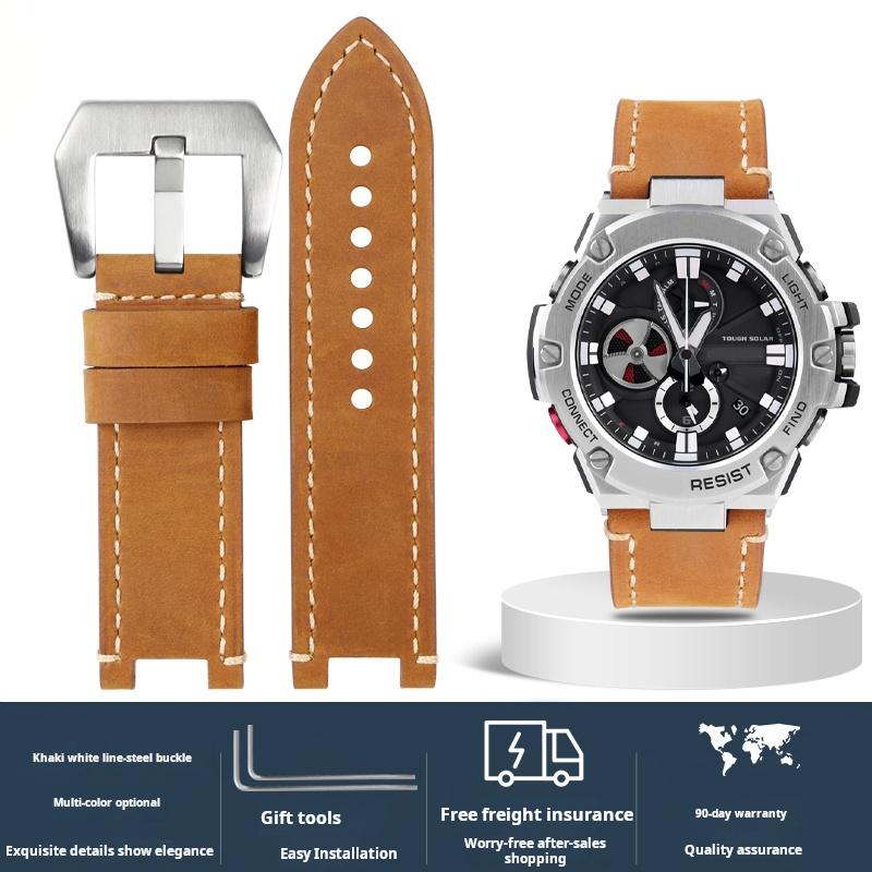 For Casio G-SHOCK series men's watchband Steel Heart GST-B100/S110/S310/W300/410/400g Vintage cowhide watch strap accessories
