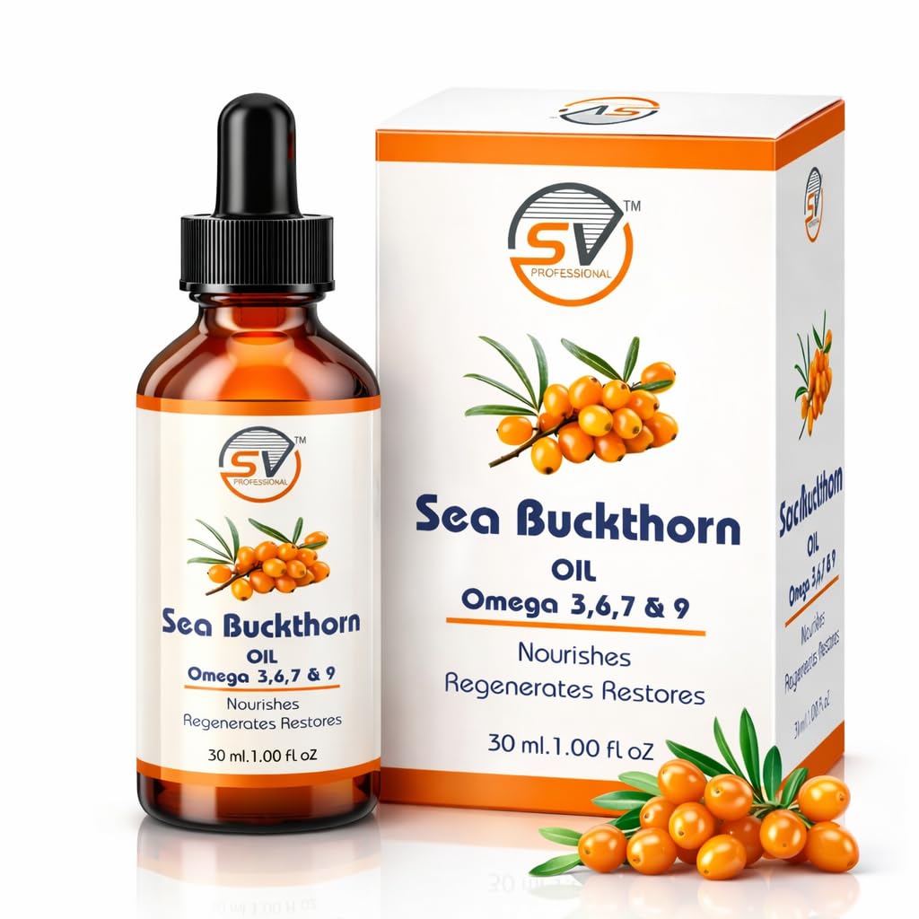Olio di Olivello Spinoso 30ml Siero Viso & Viso e Capelli | Olio Nutriente con Omega 3,6,7 & 9 | Stimola il Collagene | Riduce Linee Sottili, Macchie Scure & Opacità
