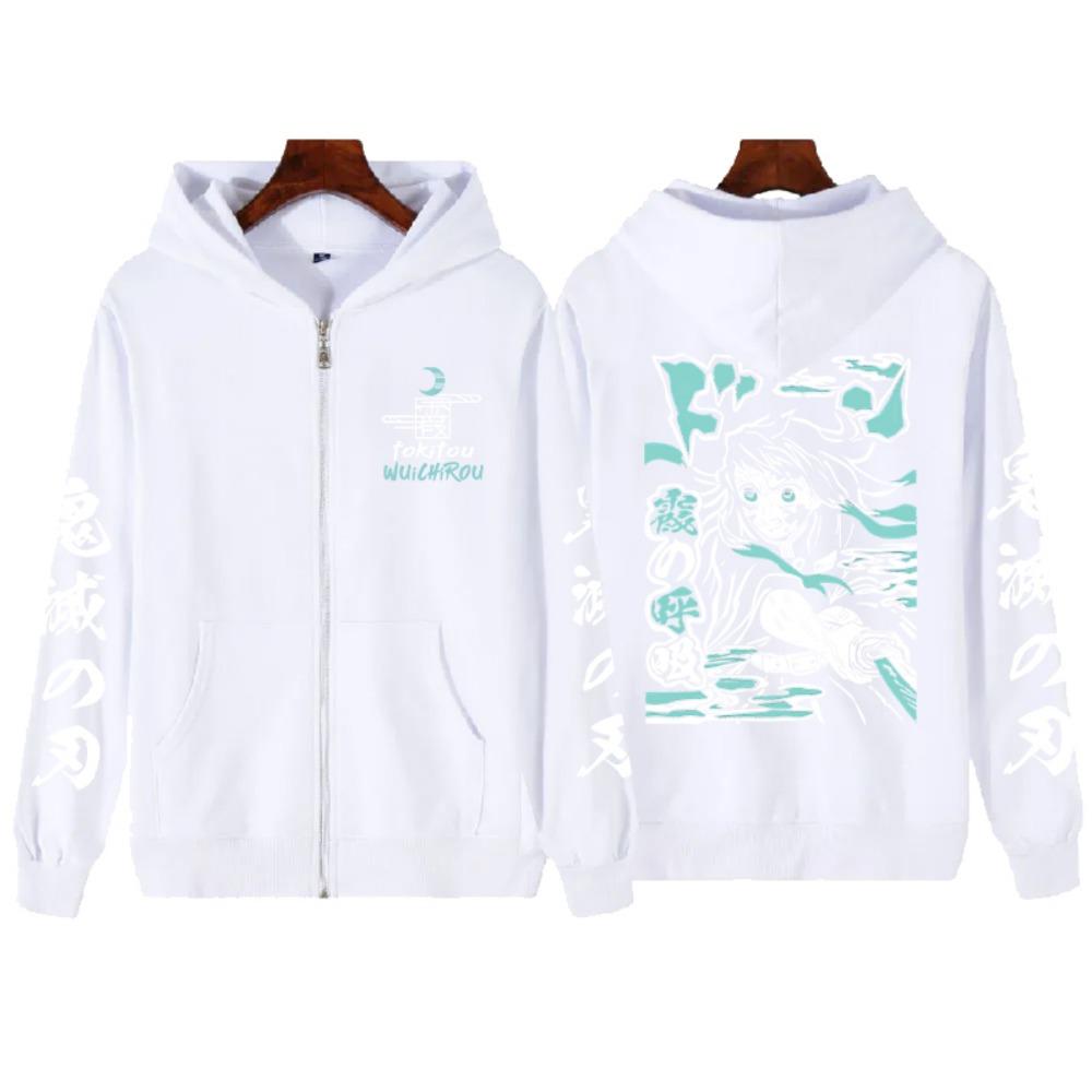 Beliebter Anime-Dämonentöter Tokitou Muichirou, bedruckter Cartoon, Herren-Sportbekleidung, lässiger Reißverschluss, lockere Ärmel, Sportbekleidung, Harajuku-Jacke mit Reißverschluss