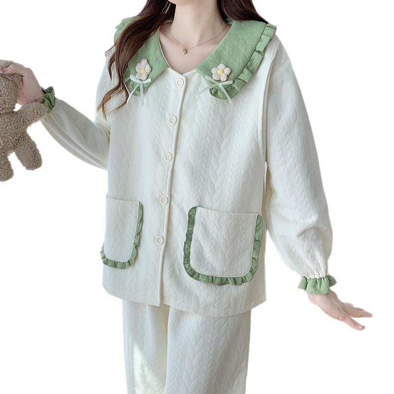 Air Cotton Layered Maternity Pajamas for Autumn/Winter - Breastfeeding & Postpartum Homewear