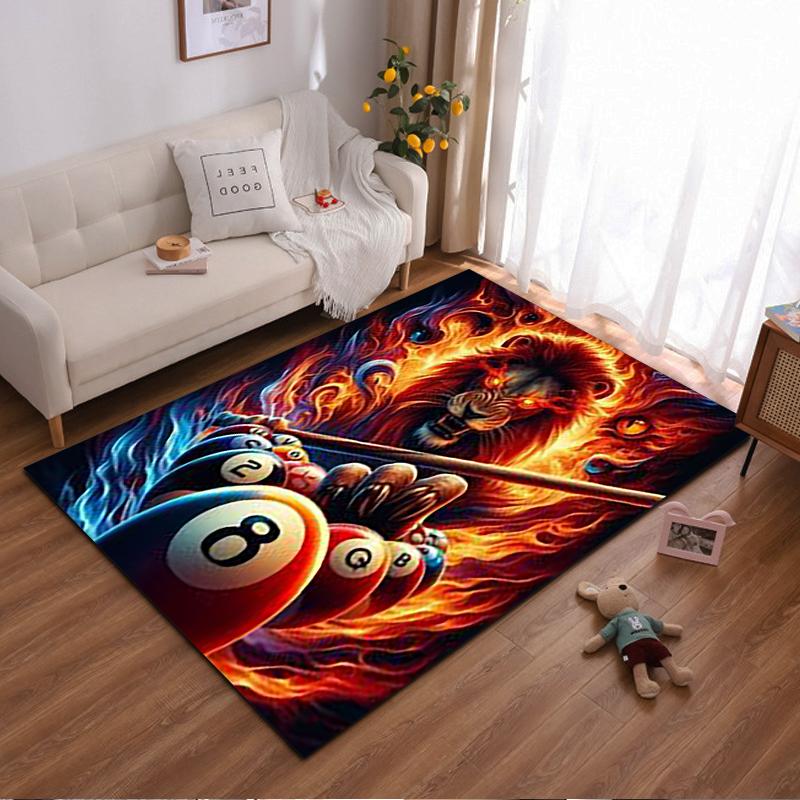 Fiery Lion and Billiard Balls Design Carpet for Home Decoration Suitable for use as an anti-slip for living room bedroom sofas 40x60cm( 15x23in )