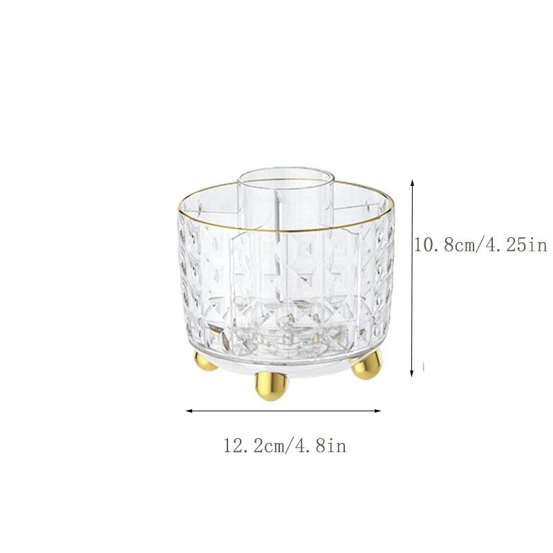 360° drehbarer Make-up-Pinselhalter aus Acryl mit Deckel, transparenter Make-up-Pinsel-Organizer für die Eitelkeit, kosmetische Aufbewahrungsbox, Bad-Arbeitsplatte