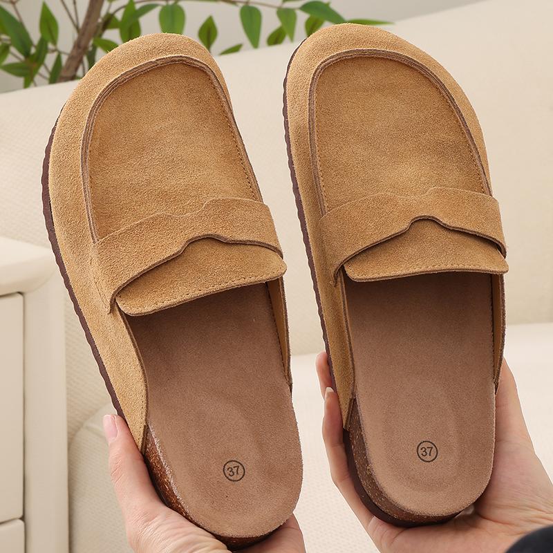 Fashion Kidmi New Women's Slippers Comfortable Cork Sole Genuine Cow Suede Clogs Indoor And Outdoor Potato Shoes Popular Beach Slippers