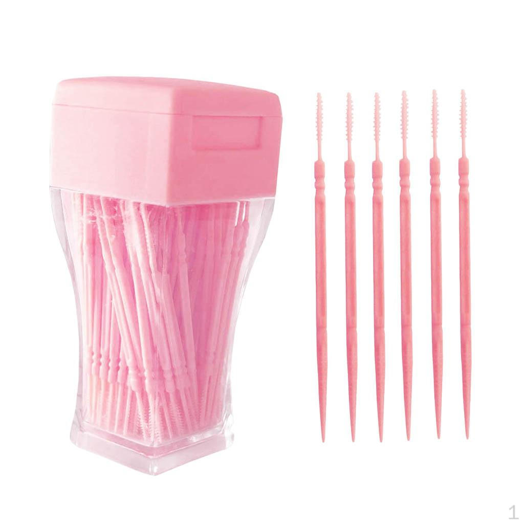 

200 шт., межзубная щетка с двойной головкой, нить для чистки полости рта, зубочистка розовый