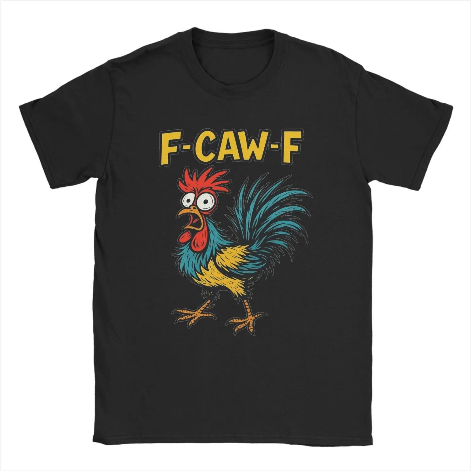 

Funny F-CAW-F Rooster Funny Chicken Yelling T-Shirts O Neck 100% Cotton T Shirts Short Sleeve Tees Plus Size Clothing S чёрный