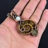 Ammonite Fossil 999 Copper Wire Wrapped Pendant, Handmade Gemstone Jewelry Pendant For Memorial Day