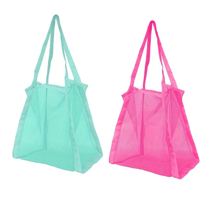 

Multicolor Swimming Large Mesh Beach Bag, Sand-Away Portable Tote, Breathable Foldable Storage For Toys Outdoor Mesh Handbag