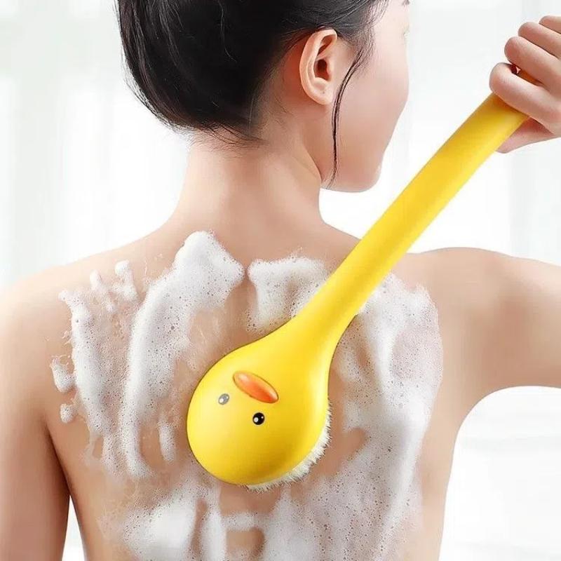 Niedliche Ente Badbürste mit langem Griff Weiche Borsten Badbürste Hautmassagegerät Duschschrubber Peeling Körperreinigungsbürste Badezimmer