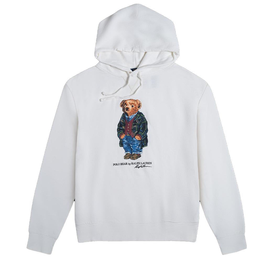 Polo Ralph Lauren FW23 Bear Print Hooded Fleece Long Sleeve Sweatshirt Men Sweatshirt White MNPOKNI16810692-E86 L