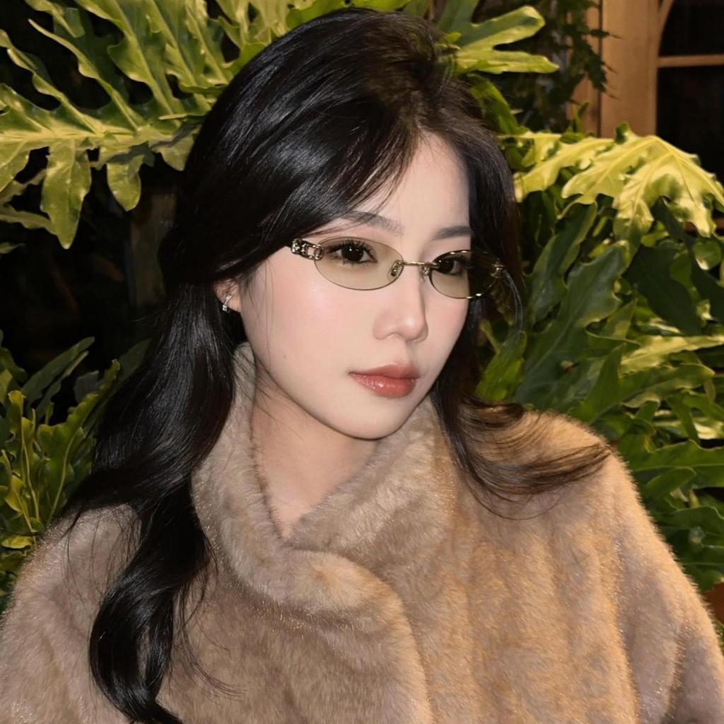 GM Musubi Frame Women's Rimless Cat Eye Metal Glasses - High-End Style by Wang Jiaer